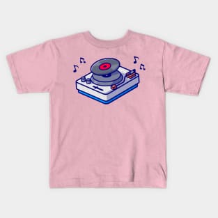 Turntable With Vinyl Cartoon Kids T-Shirt